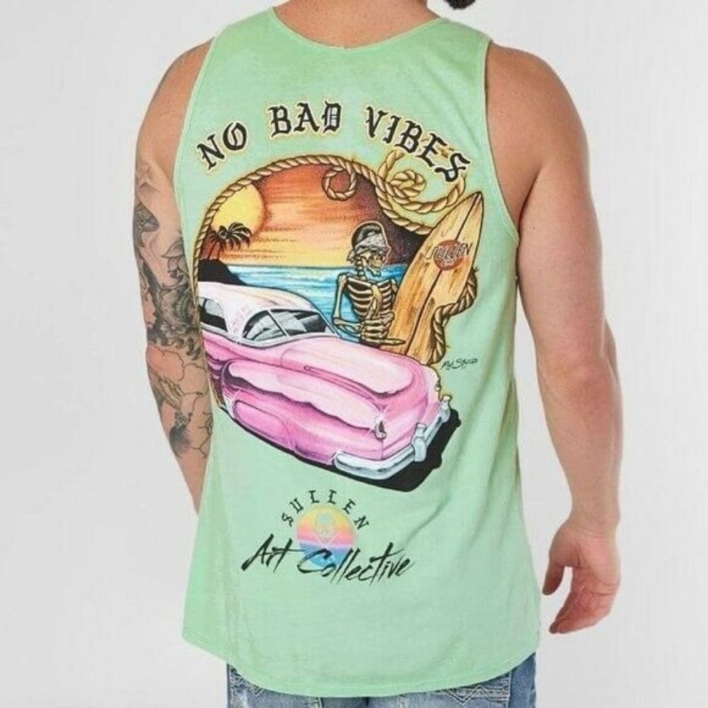 SULLEN ART COLLECTION NO BAD VIBES TANK TOP SZ MEDIUM M